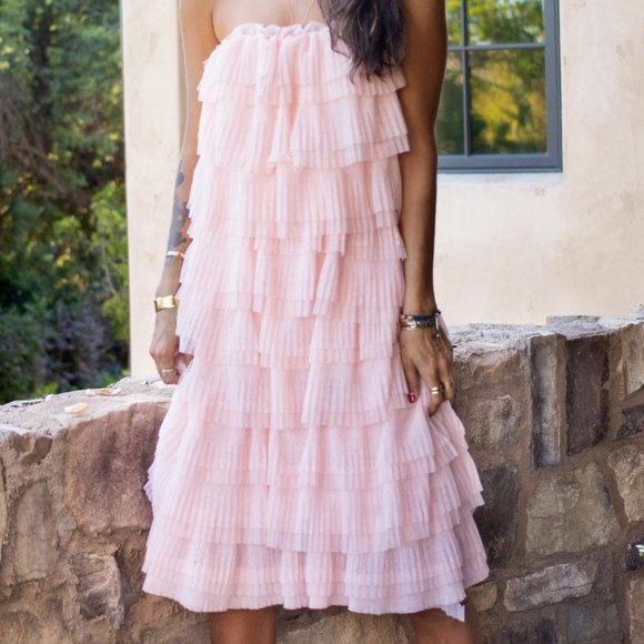 Anthropologie NWT Eva Franco Victoire Tiered Tulle Mini Dress Pink Party Sz 8 - Picture 4 of 13